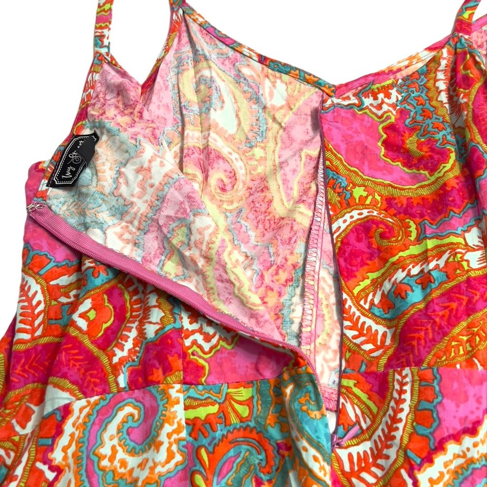 Ivy Street Women's Maxi Sun Dress Pink Paisley Size XL Tie Waist Rayon - Picture 3 of 9